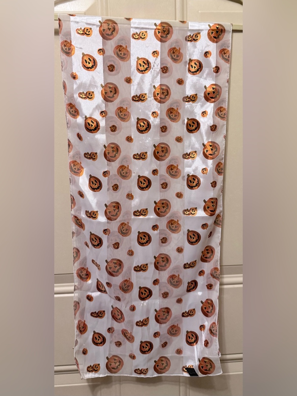 Halloween Pumpkin Print White Scarf